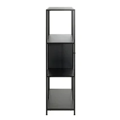 Etagère noire 6 cases et 1 porte en métal