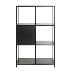 Etagère noire 6 cases et 1 porte en métal