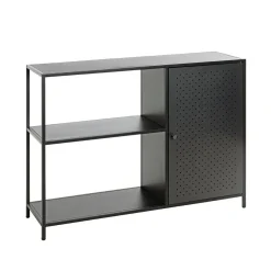 Etagère noire 3 cases et 1 portes en métal