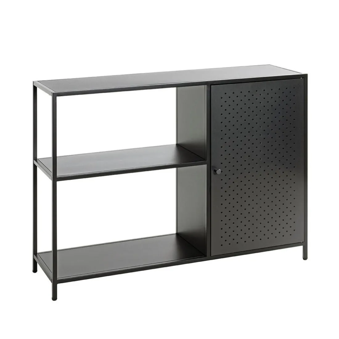 Etagère noire 3 cases et 1 portes en métal
