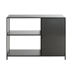 Etagère noire 3 cases et 1 portes en métal