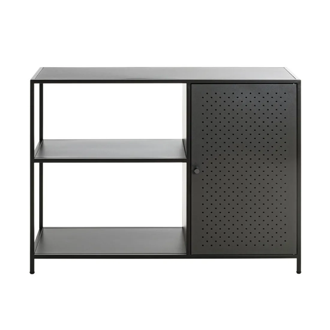 Etagère noire 3 cases et 1 portes en métal