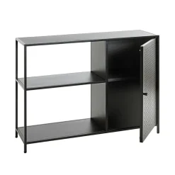 Etagère noire 3 cases et 1 portes en métal