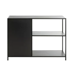 Etagère noire 3 cases et 1 portes en métal