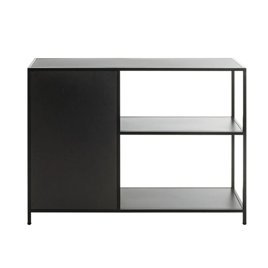Etagère noire 3 cases et 1 portes en métal
