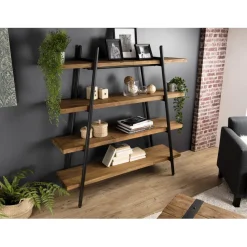 Etagère pyramidale 4 niveaux bois de Teck recyclé et métal - NASAI