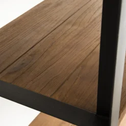 Etagère SIXTINE Recto-Verso 75X40X200Cm 5 Niveaux Bois Teck Recyclé Et Métal