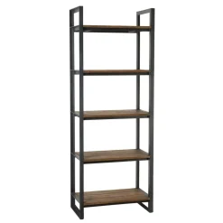 Etagère SIXTINE Recto-Verso 75X40X200Cm 5 Niveaux Bois Teck Recyclé Et Métal