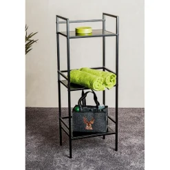 Etagère trois niveaux en métal noir