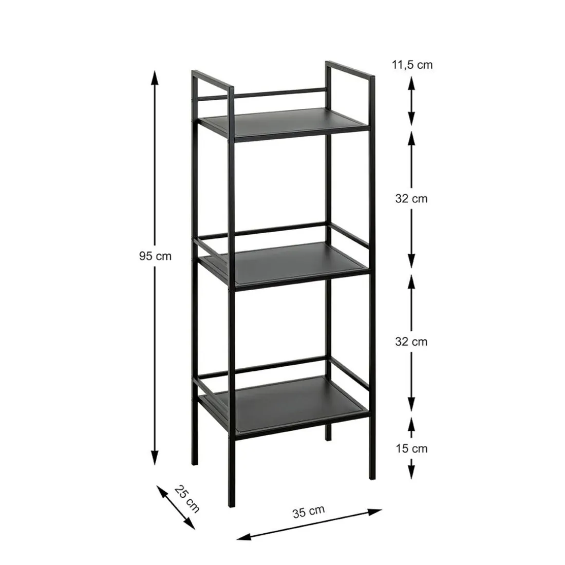 Etagère trois niveaux en métal noir