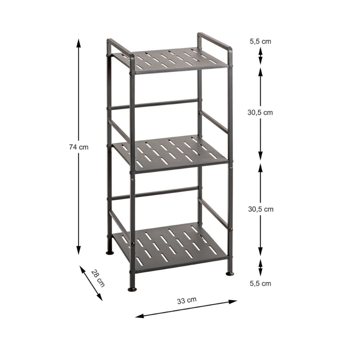 Etagères en métal peint époxy anthracite en tube d'acier