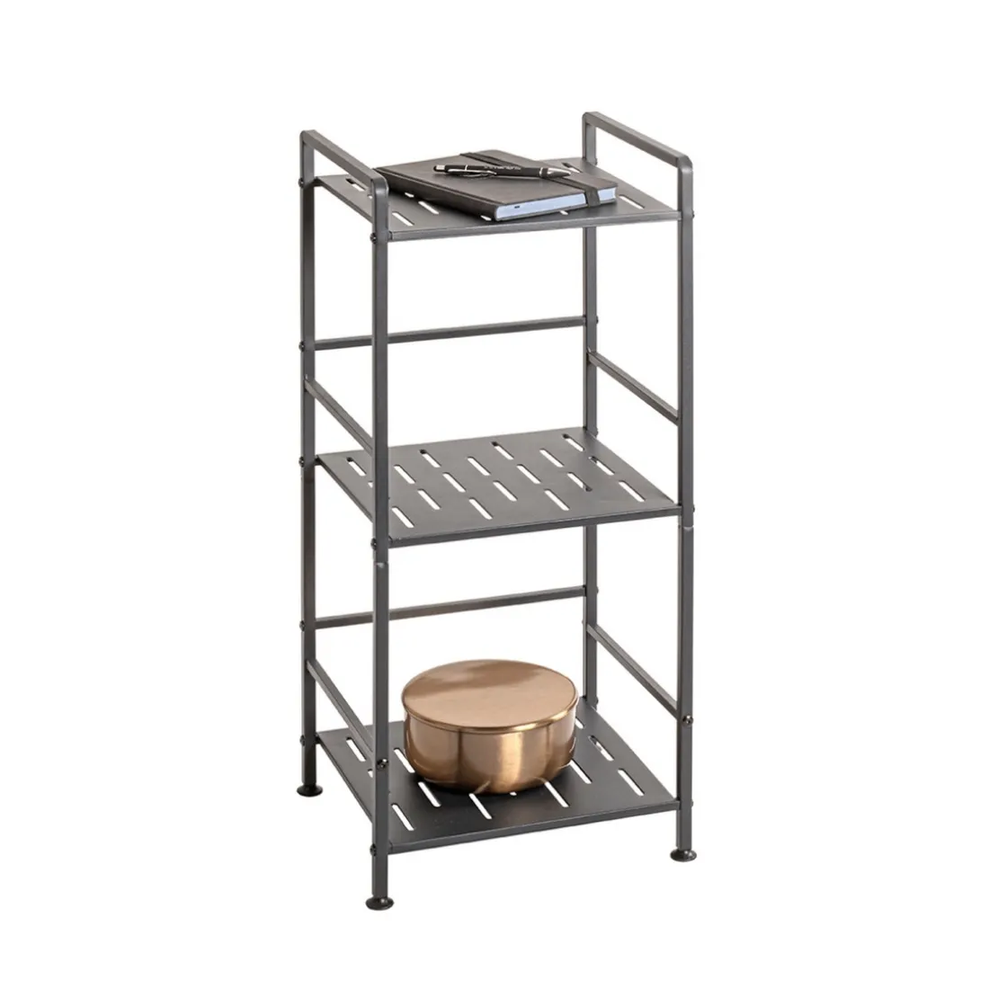 Etagères en métal peint époxy anthracite en tube d'acier