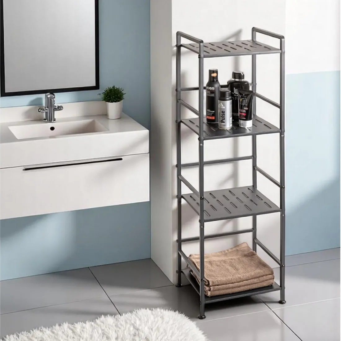 Etagères en métal peint époxy anthracite