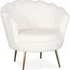 Fauteuil arrondi style boudoir glamour Andersen Tissu bouclette Crème