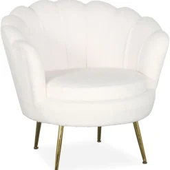 Fauteuil arrondi style boudoir glamour Andersen Tissu bouclette Crème