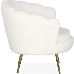 Fauteuil arrondi style boudoir glamour Andersen Tissu bouclette Crème