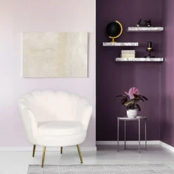 Fauteuil arrondi style boudoir glamour Andersen Tissu bouclette Crème