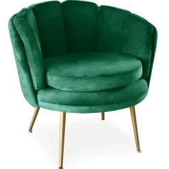 Fauteuil arrondi Velours Vert COKILL