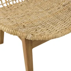 Fauteuil beige dossier arrondi assise en abaca tressé
