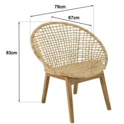 Fauteuil beige dossier arrondi assise en abaca tressé