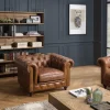 Fauteuil chesterfield 1 place vintage cuir GASTON