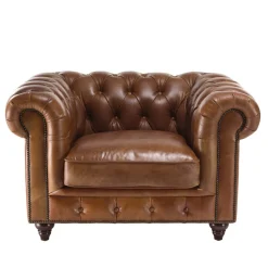 Fauteuil chesterfield 1 place vintage cuir GASTON