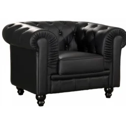 Fauteuil Chesterfield simili Noir