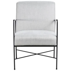 Fauteuil chevron gris pieds métal