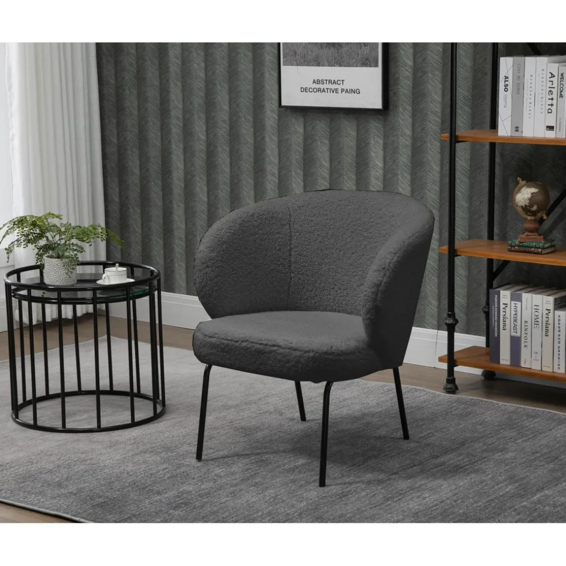 Fauteuil de salon design scandinave en Laine gris