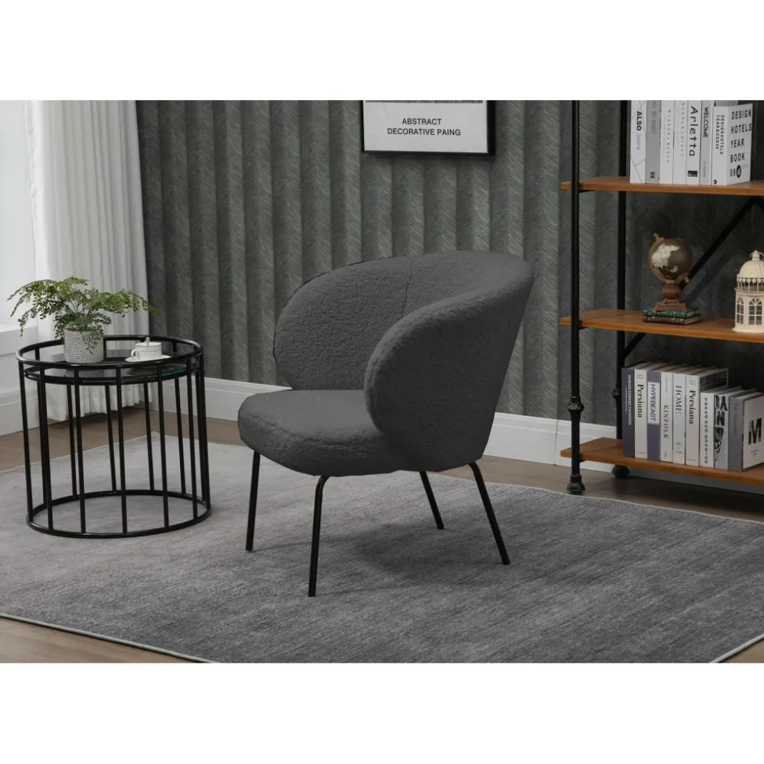 Fauteuil de salon design scandinave en Laine gris