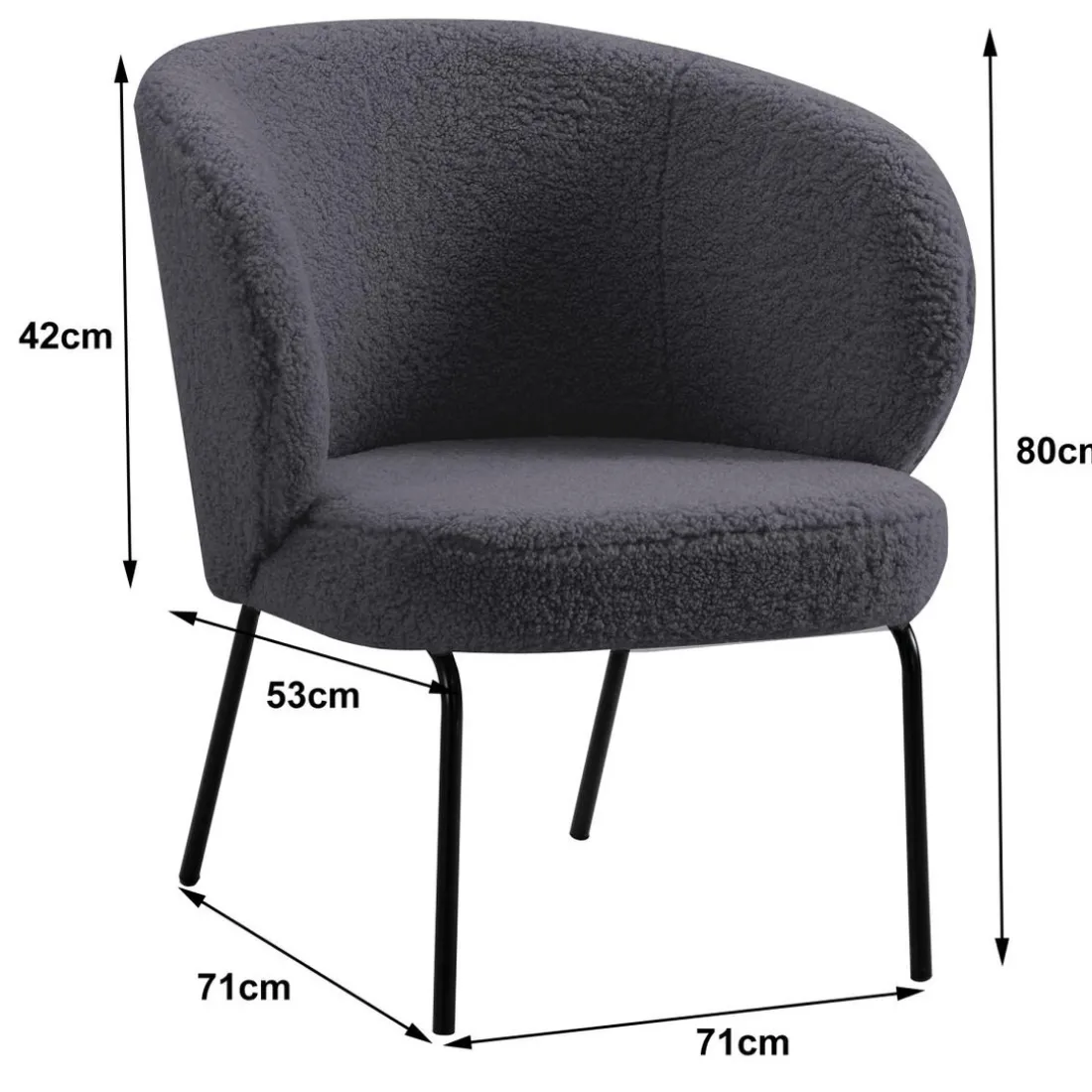 Fauteuil de salon design scandinave en Laine gris