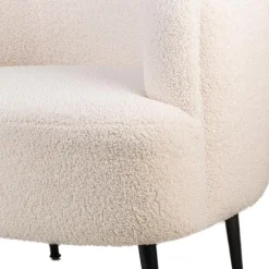 Fauteuil de salon design scandinave et pieds métal blanc
