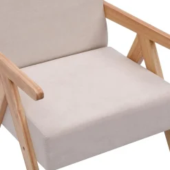 Fauteuil de Salon Scandinave avec Structure Bois et Tissu