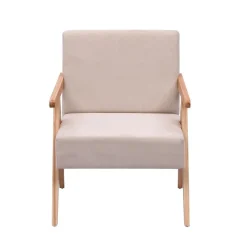 Fauteuil de Salon Scandinave avec Structure Bois et Tissu