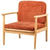Fauteuil de Salon Scandinave avec Structure Bois et Tissu terracotta