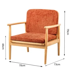 Fauteuil de Salon Scandinave avec Structure Bois et Tissu terracotta