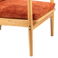 Fauteuil de Salon Scandinave avec Structure Bois et Tissu terracotta