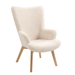 Fauteuil de salon scandinave pieds en bois Blanc
