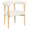 Fauteuil de table Adria bois bouclette blanche