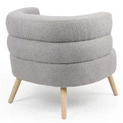 Fauteuil design scandinave arrondi Riviani Tissu bouclette Gris