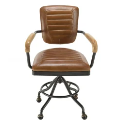 Fauteuil desk vintage cuir à roulettes GASTON