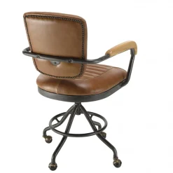 Fauteuil desk vintage cuir à roulettes GASTON
