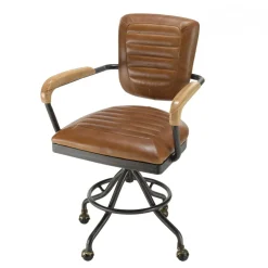 Fauteuil desk vintage cuir à roulettes GASTON