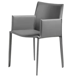 Fauteuil en cuir gris