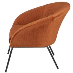Fauteuil en velours cognac marron