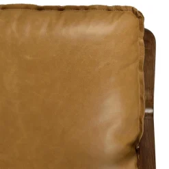 Fauteuil incliné vintage cuir marron cognac, structure en bois GASTON