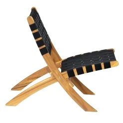 Fauteuil intérieur extérieur en acacia massif et nylon Noir