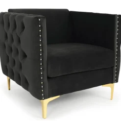 Fauteuil Joshua Velours Noir