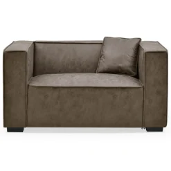 Fauteuil large Macao Tissu effet peau Vintage Marron