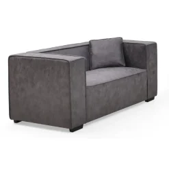 Fauteuil large Macao Tissu effet peau Vintage Gris